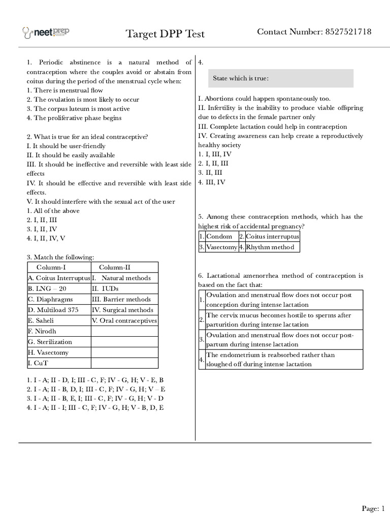 Target DPP Test | PDF | Menstrual Cycle | Birth Control