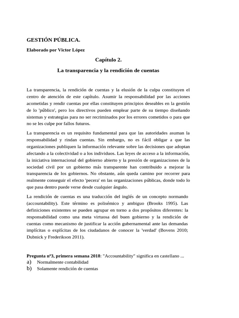 GP. Tema 2. La Transparencia y La Rendición de Cuentas - 23-24 | PDF ...