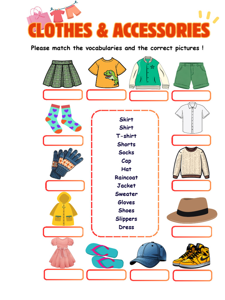 Clothes and Accessories Vocabulary Match | PDF