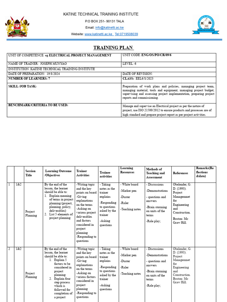 Electrical Project Management Training | PDF | Cognition | Learning