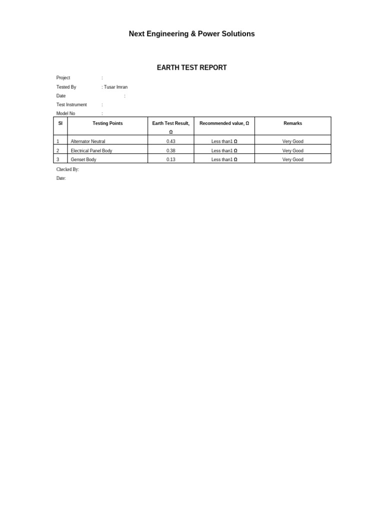 Earth Resistance Test Report | PDF
