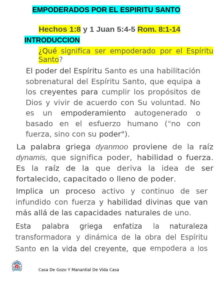 Empoderamiento del Espíritu Santo en la Fe | PDF | espíritu Santo | Pecado
