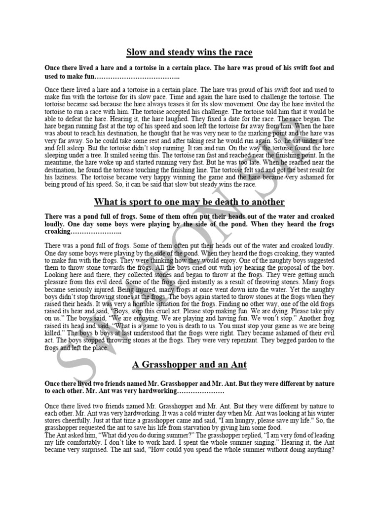 Fables with Moral Lessons for Kids | PDF