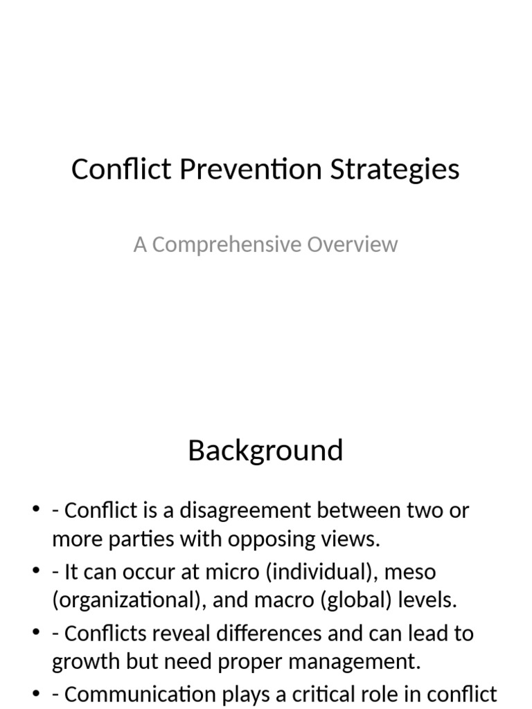 Effective Conflict Prevention Strategies | PDF