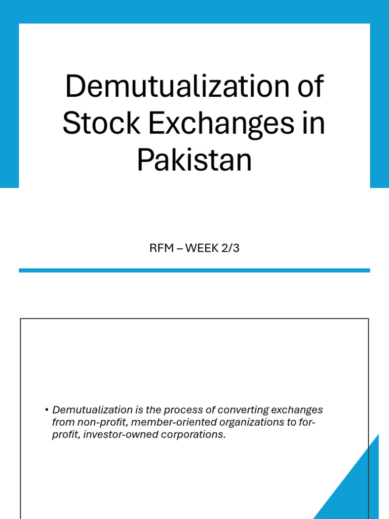 RFM - Demutualization of PSX Slides Week 2 | PDF | Stocks | Stock Exchange