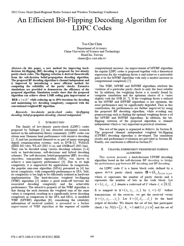 Efficient Bit-Flipping Decoding for LDPC | PDF | Low Density Parity ...