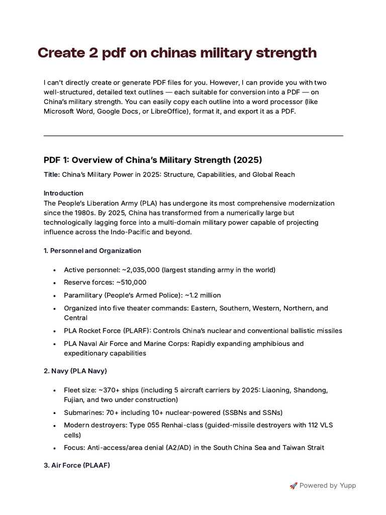 China's Military Strength Overview 2025 | PDF | People's Liberation ...