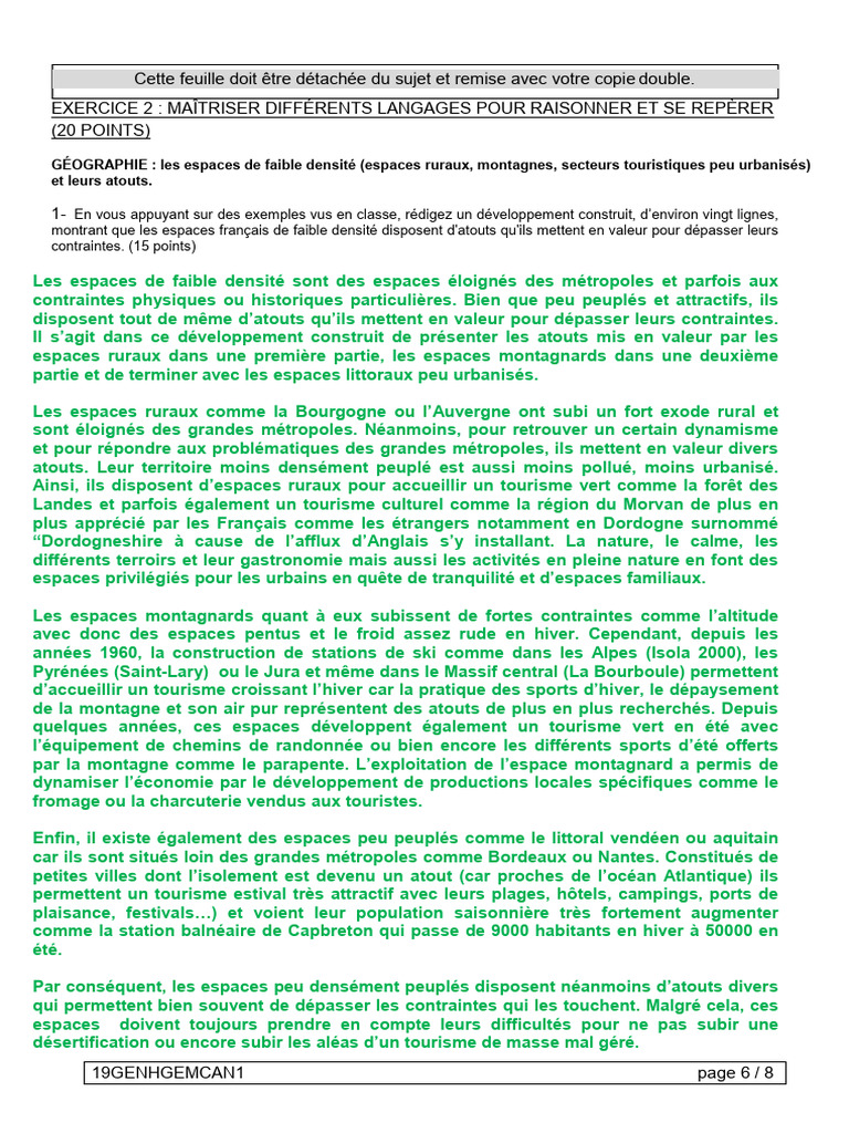 Atouts des espaces de faible densité | PDF | Tourisme | France