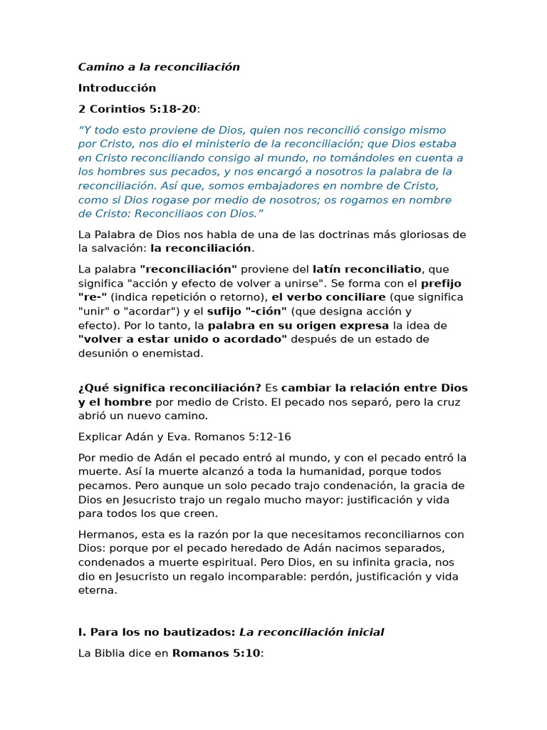 Camino a la Reconciliación con Dios | PDF | Cristo (título) | Pecado