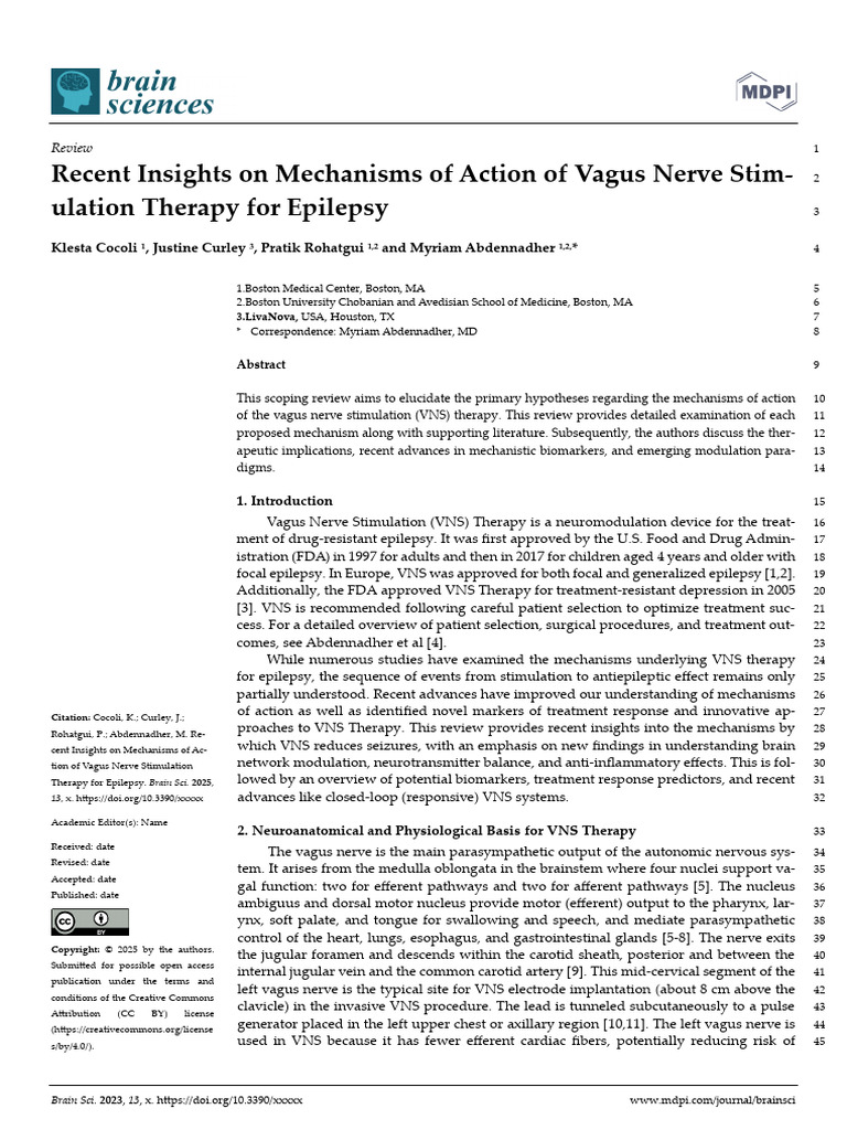 Mechanisms of Vagus Nerve Stimulation | PDF | Vagus Nerve | Autonomic ...