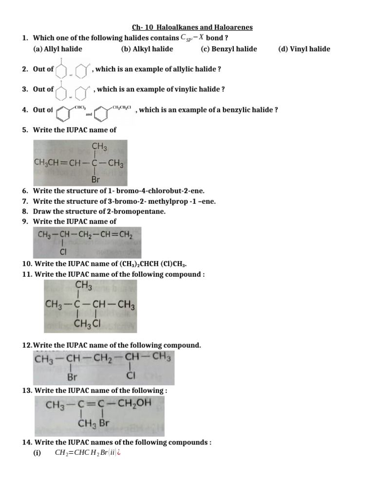 Ch-10 Haloalkanes and Haloarenes | PDF | Chemical Reactions | Methyl Group