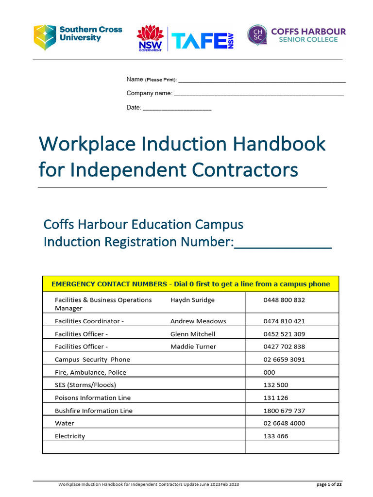 Contractor Induction Handbook 2023 | PDF | Occupational Safety And ...