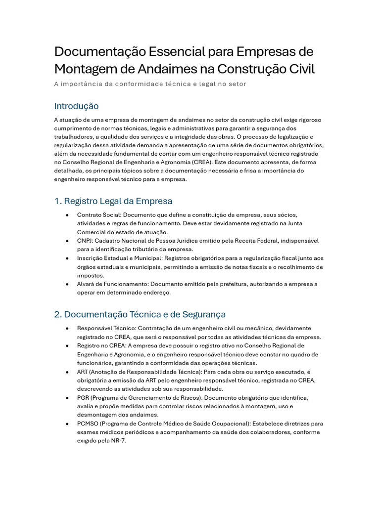 Documentação para Montagem de Andaimes | PDF | Engenheiro | Recibo