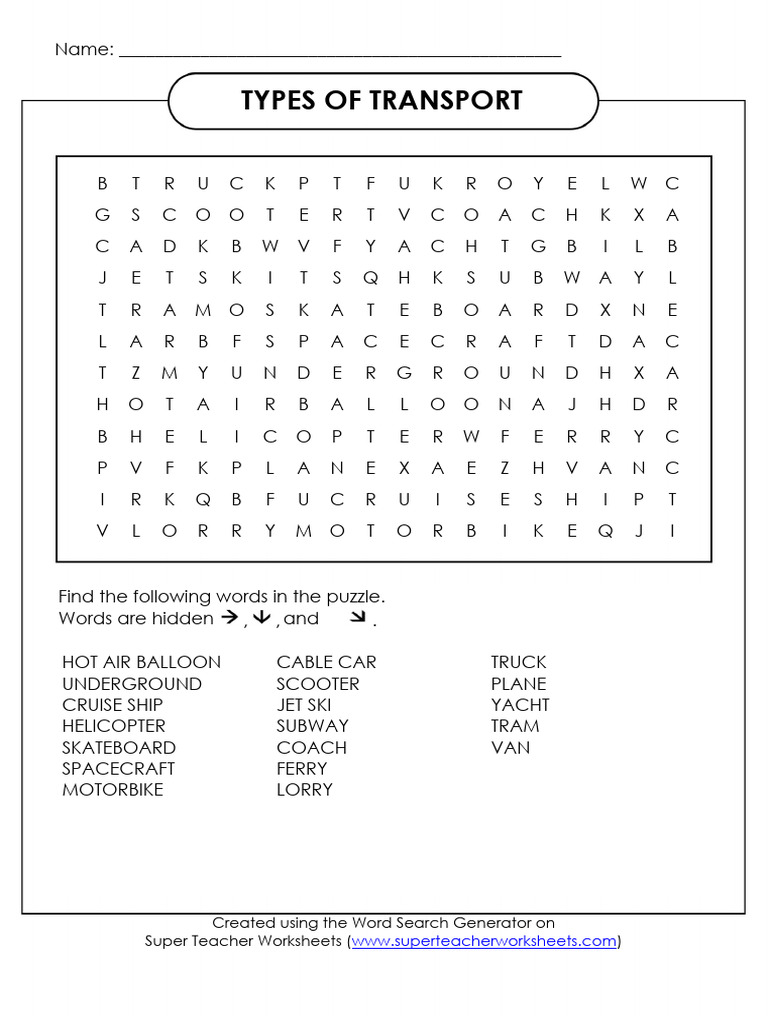 Super Teacher Worksheets TYPES of TRANSPORT | PDF | Transport