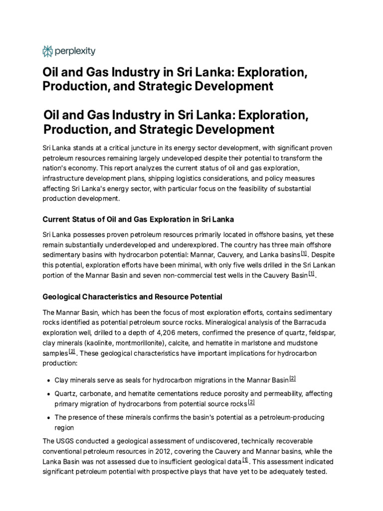 Sri Lanka's Oil and Gas Development Insights | PDF | Oil Tanker | Petroleum