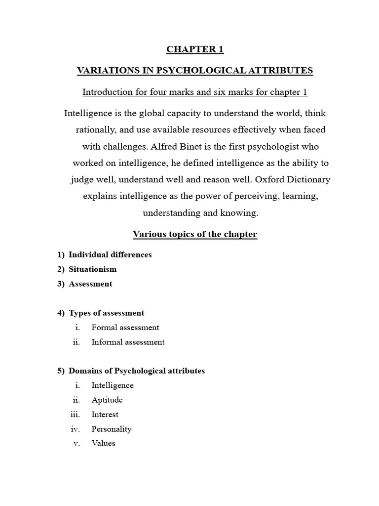 Psychological Attributes and Intelligence | PDF | Intelligence ...
