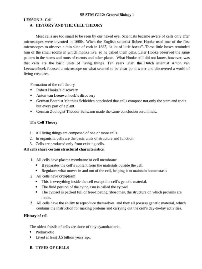 Ss STM g112 Handout 3 | PDF | Cell (Biology) | Endoplasmic Reticulum