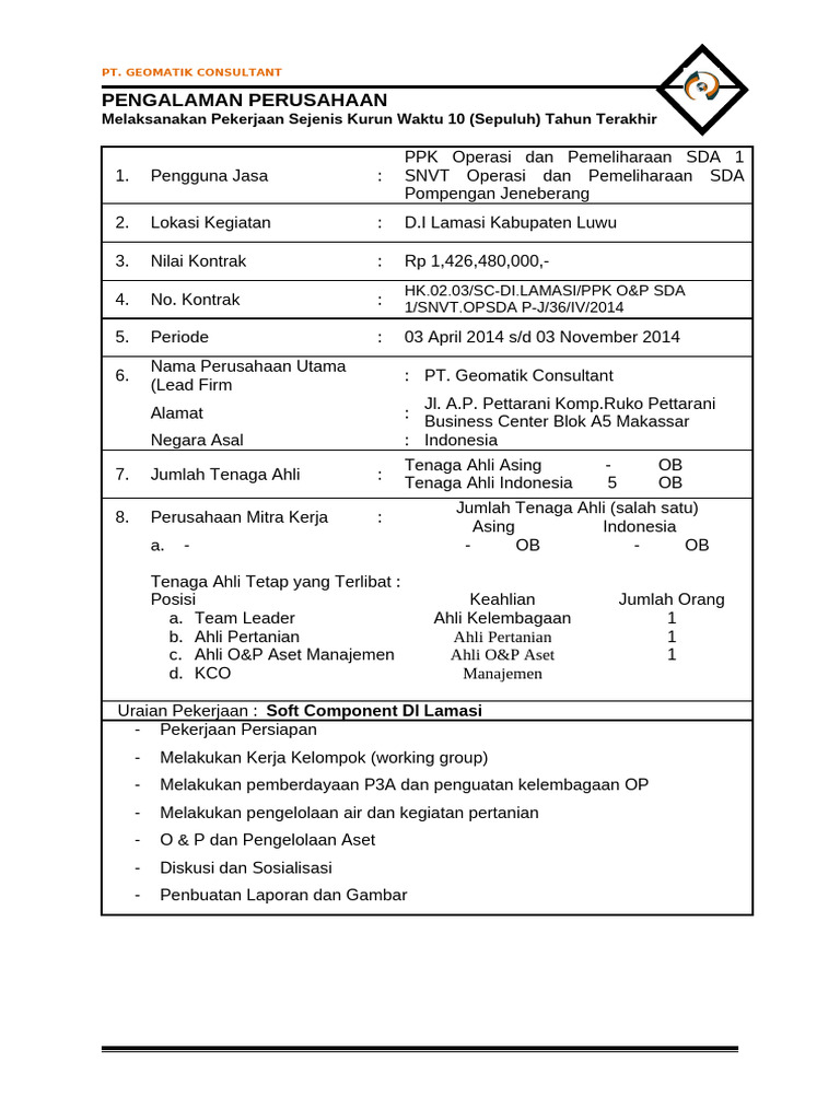 C.1.Form Pengalaman Sipil 2015 | PDF