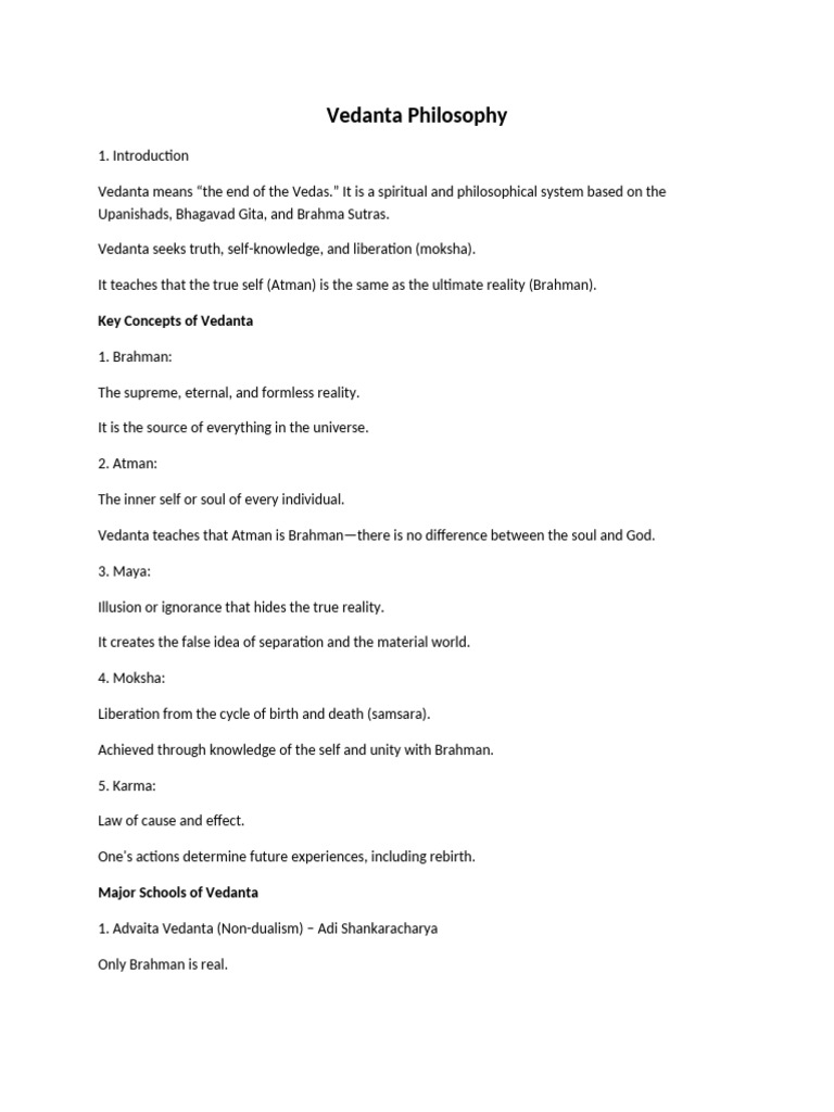 Vedanta Philosophy in Education Curriculum | PDF | Vedanta | Brahman