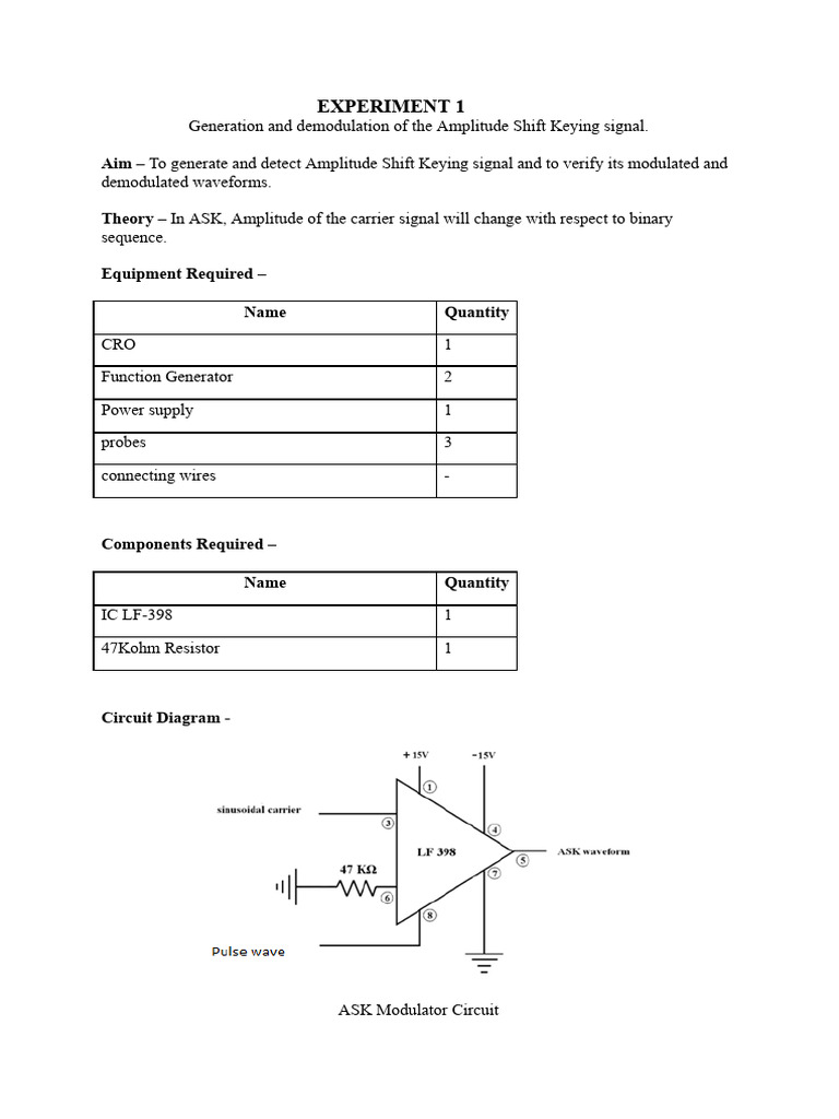 Modulation and Demodulation of ASK, PSK, FSK, DPSK | PDF | Amplitude ...