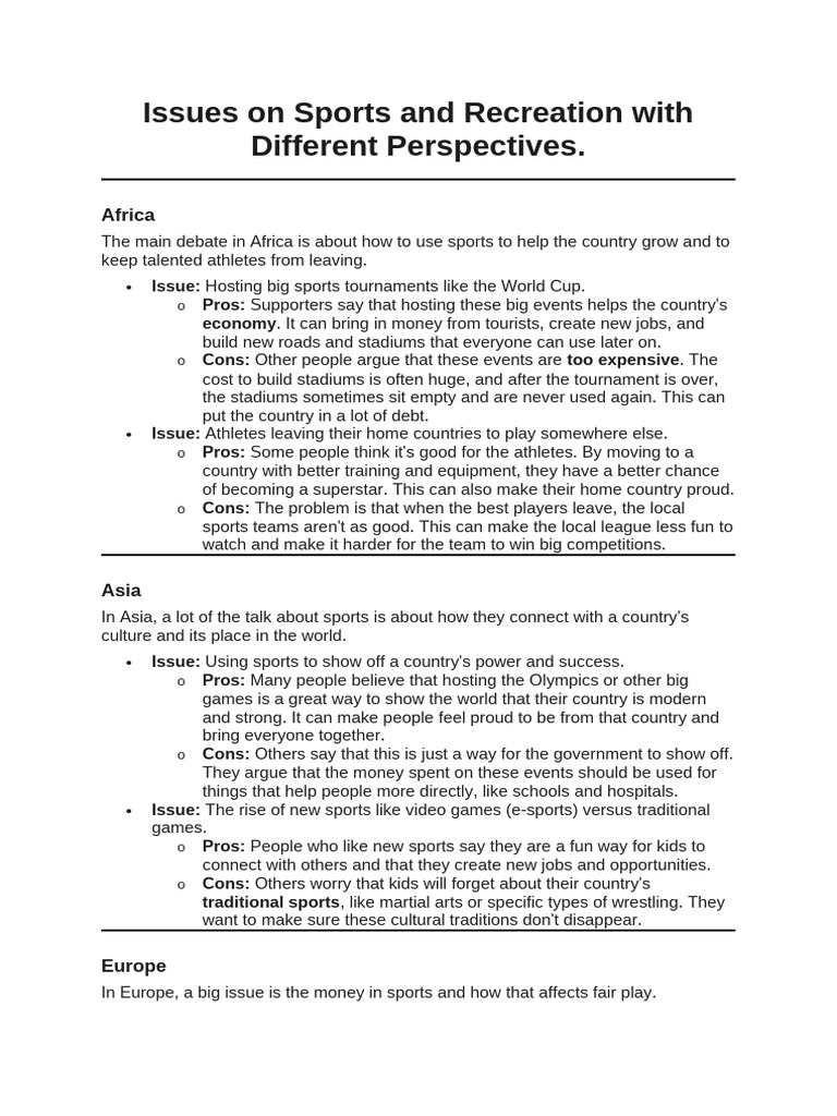 Global Sports Issues and Perspectives | PDF | Sports
