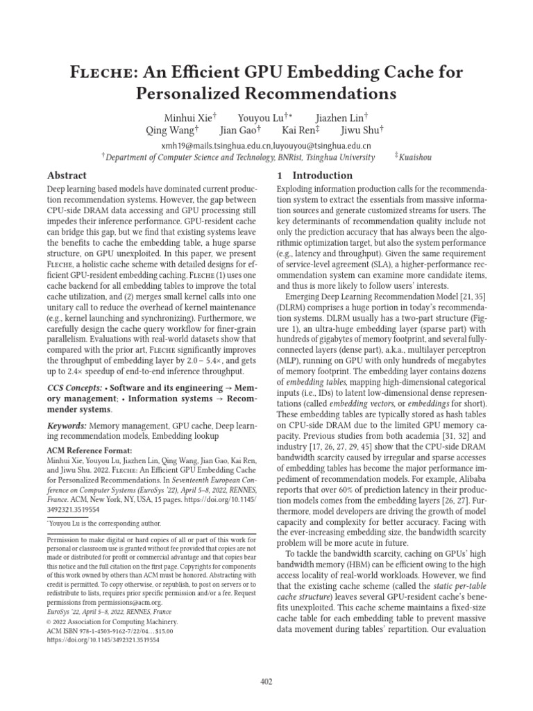 Efficient GPU Caching for Recommendations | PDF | Cache (Computing ...