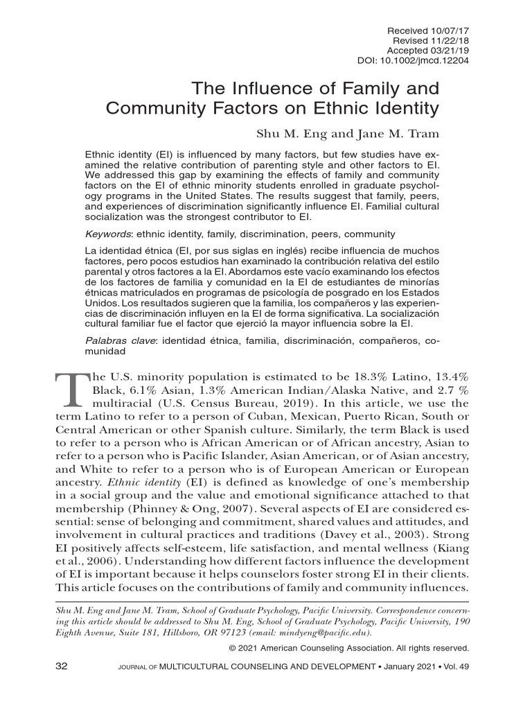 Family and Community Impact on Ethnic Identity | PDF | Race And ...