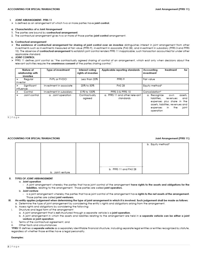 Joint Arrangement Hand Outs | PDF | Receipt | Expense