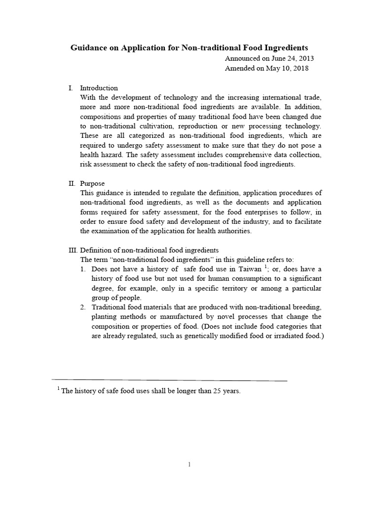 Non-Traditional Food Ingredient Guidelines | PDF | Toxicity | Food Safety