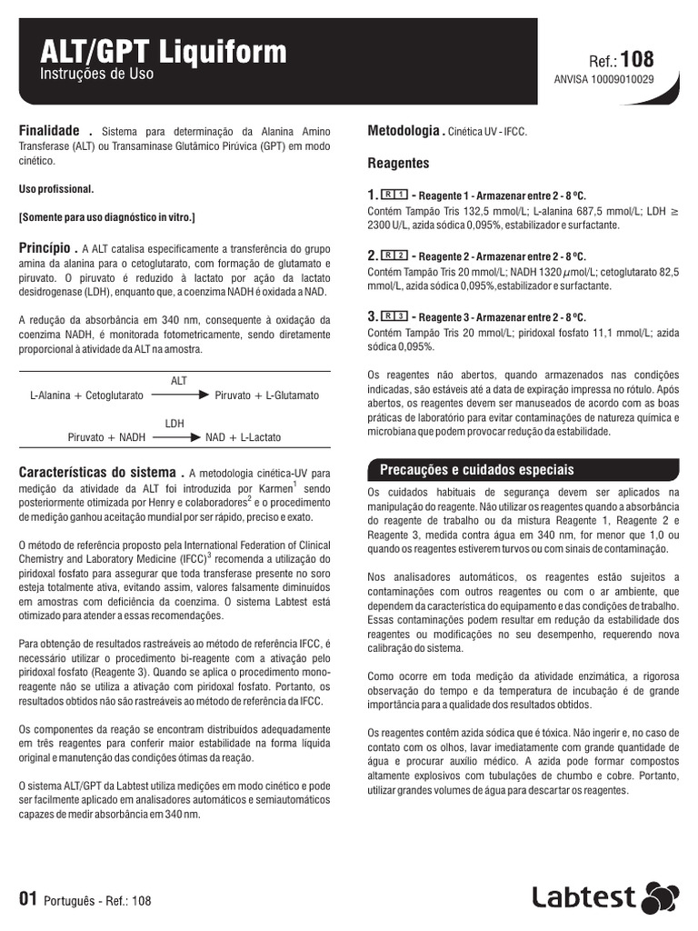 Sistema de Medição da ALT em Diagnóstico | PDF | Calibração | Enzima