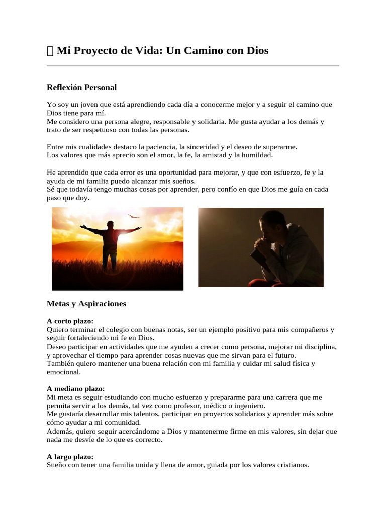 Proyecto de Vida con Fe y Valores | PDF | Amor | Fe