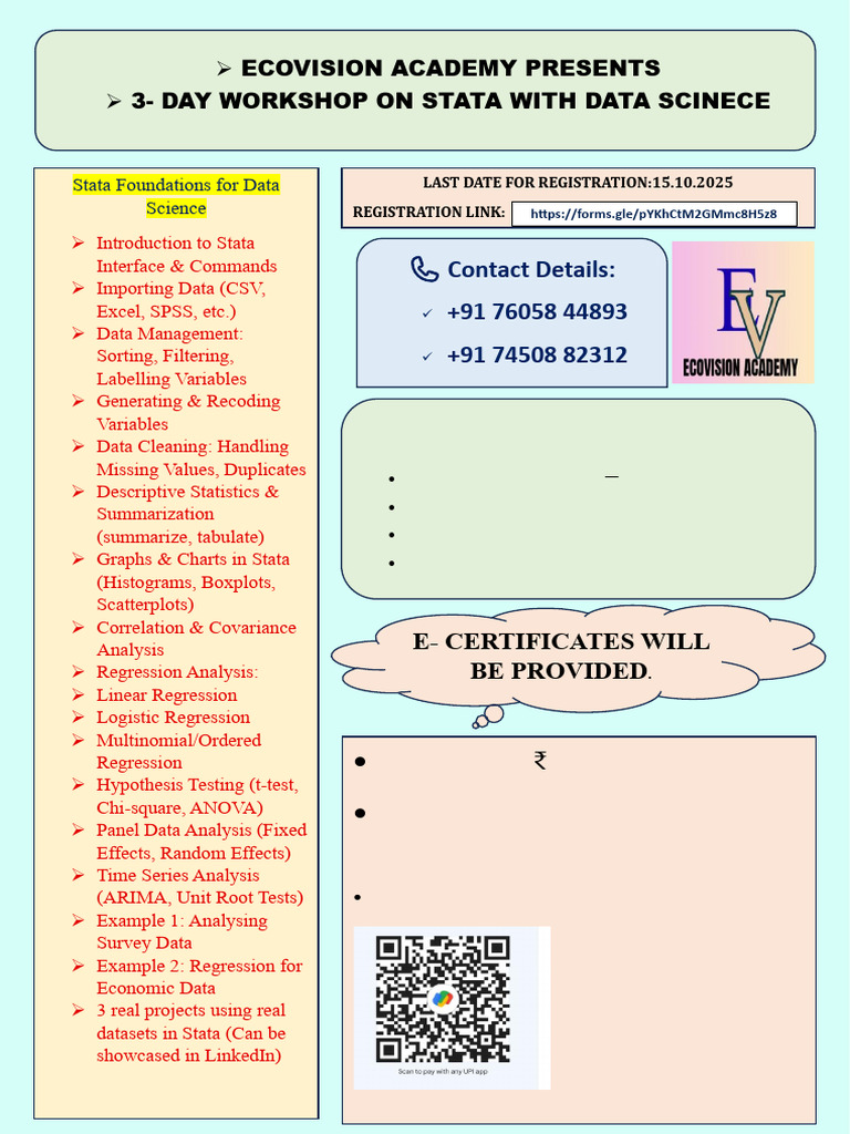 Stata Data Science Workshop Registration | PDF