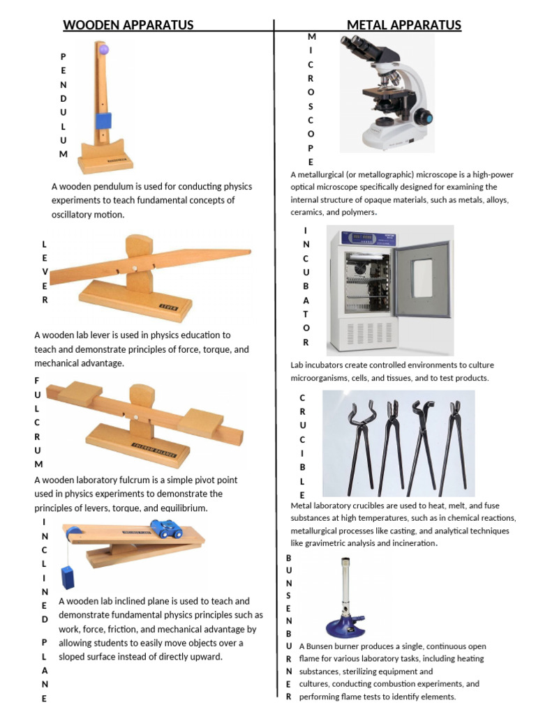 Essential Laboratory Apparatus Guide | PDF | Lever | Materials Science
