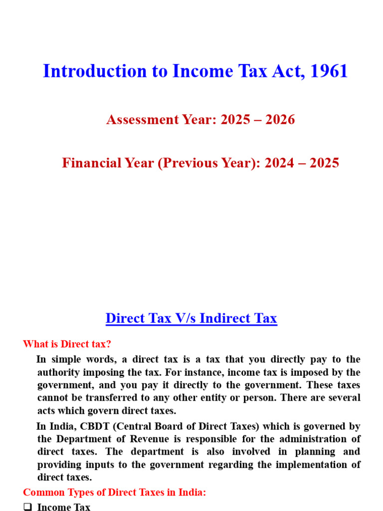 Overview of Income Tax Act 1961 | PDF | Taxes | Direct Tax