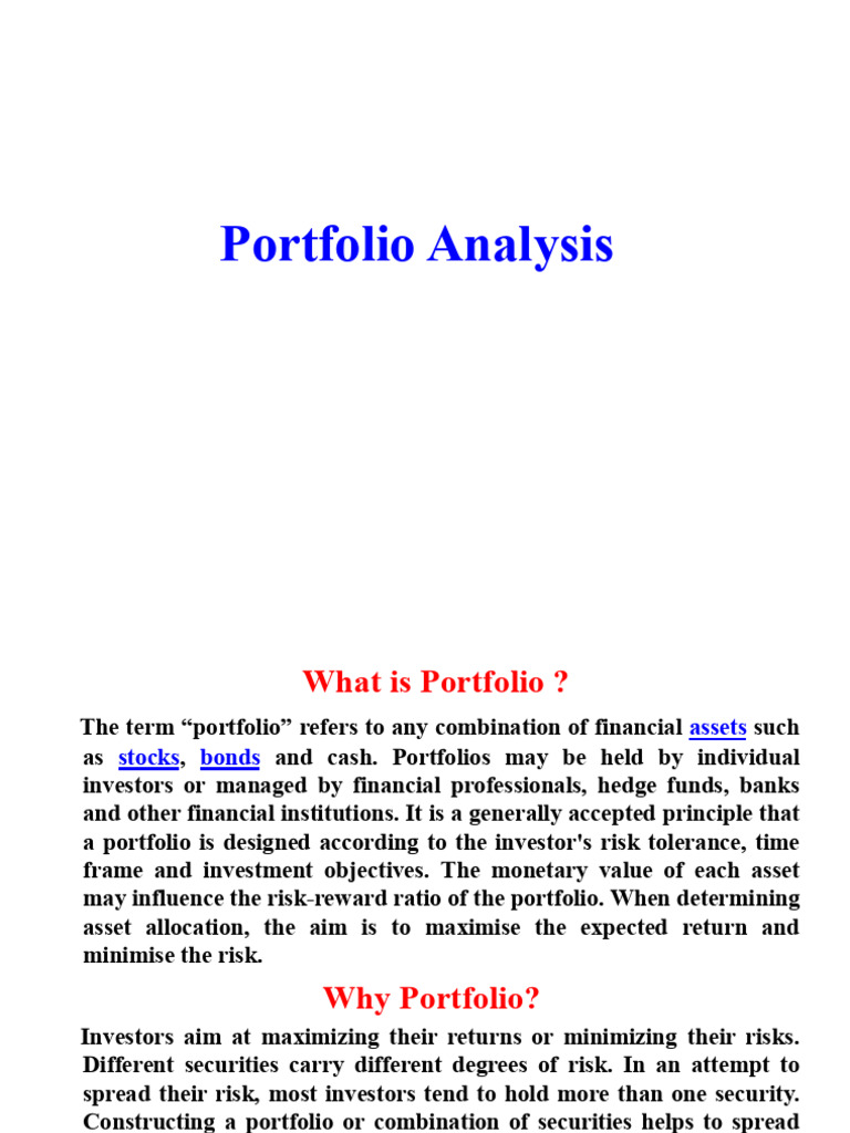 Portfolio Analysis: Returns & Risks | PDF | Financial Risk | Investing