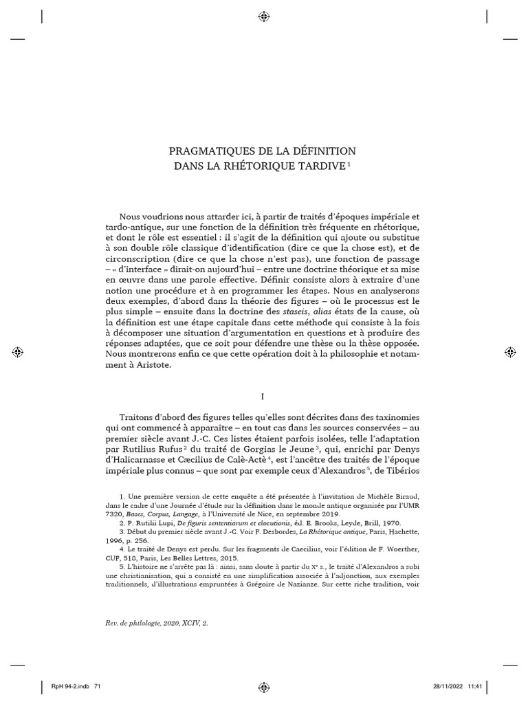 Définition et figures en rhétorique antique | PDF | Rhétorique | Stoïcisme