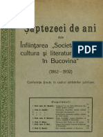 Saptezeci de Ani de La Infiintarea Societatii Pentru Cultura Si Literatura Romana in Bucovina - 1932