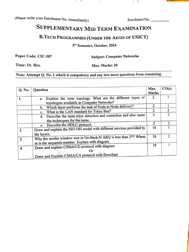 DCN (Previous Year Papers) | PDF