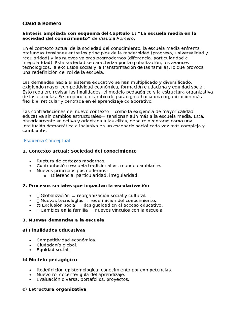 Transformaciones en la Escuela Media Actual | PDF | Plan de estudios ...