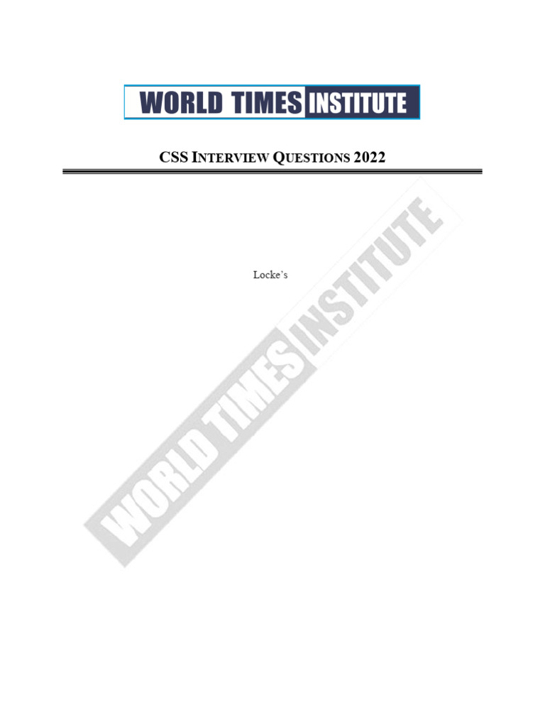 CSS Interview Questions 2022 Guide | PDF | Pakistan