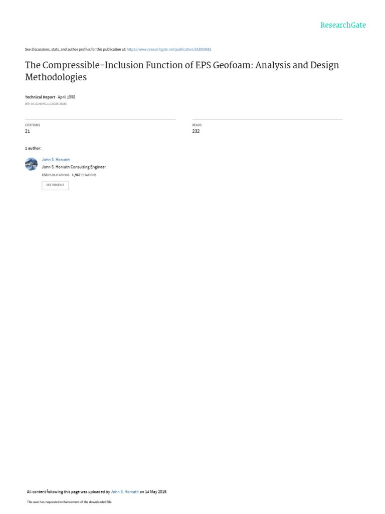 The Compressible-Inclusion Function of EPS Geofoam Analysis and Design ...