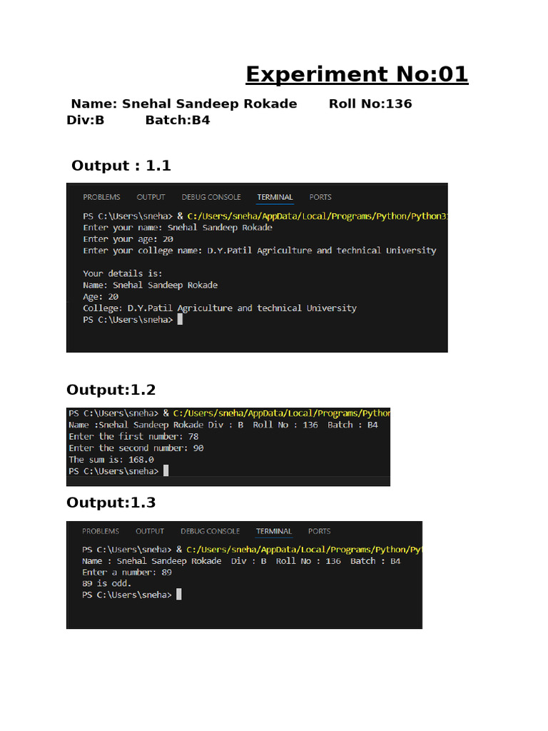 Exp No 1 Py | PDF