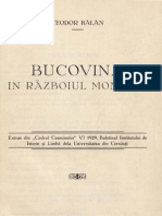 Bucovina in Razboiul Mondial - Teodor Balan -1929