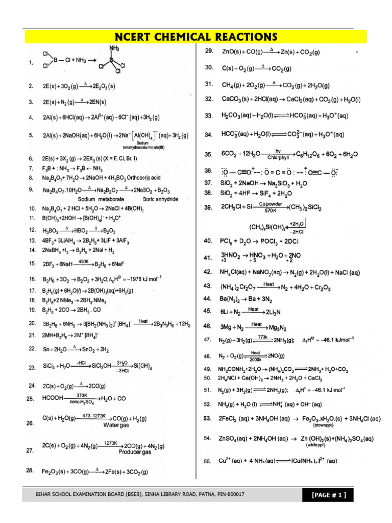 NCERT Chemical Reactions Guide | PDF