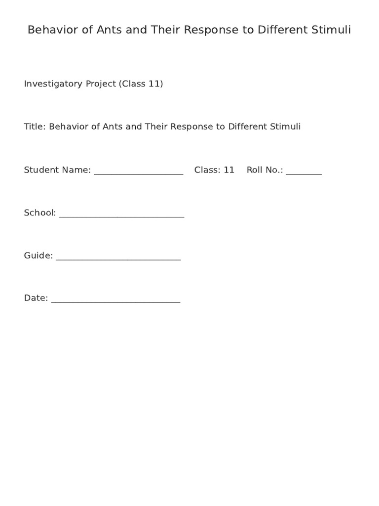 Ant Behavior Study: Stimuli Response Analysis | PDF | Experiment | Ant