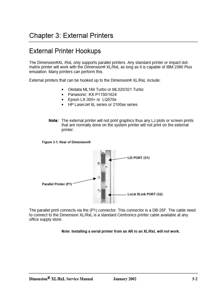Dimension XL/RxL External Printer Guide | PDF
