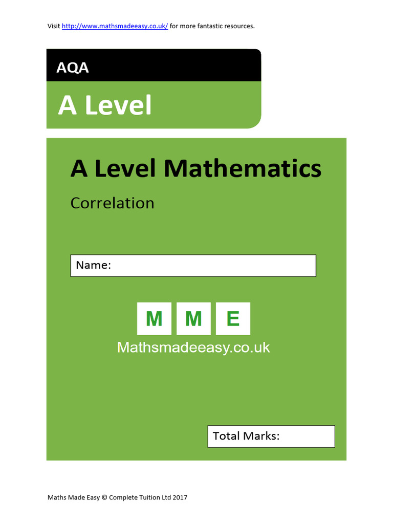 AQA L2 Correlation Question | PDF
