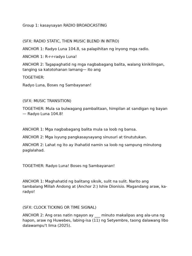 Radiobroad Script | PDF