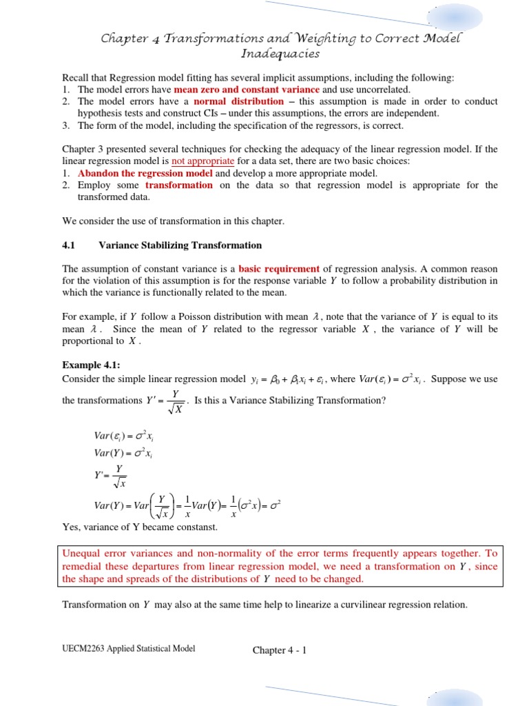 Statistical Model Transformations | PDF | Ordinary Least Squares ...