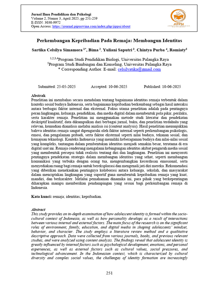 Perkembangan+Kepribadian+Pada+Remaja-Membangun+Identitas,+PP+251-259 | PDF